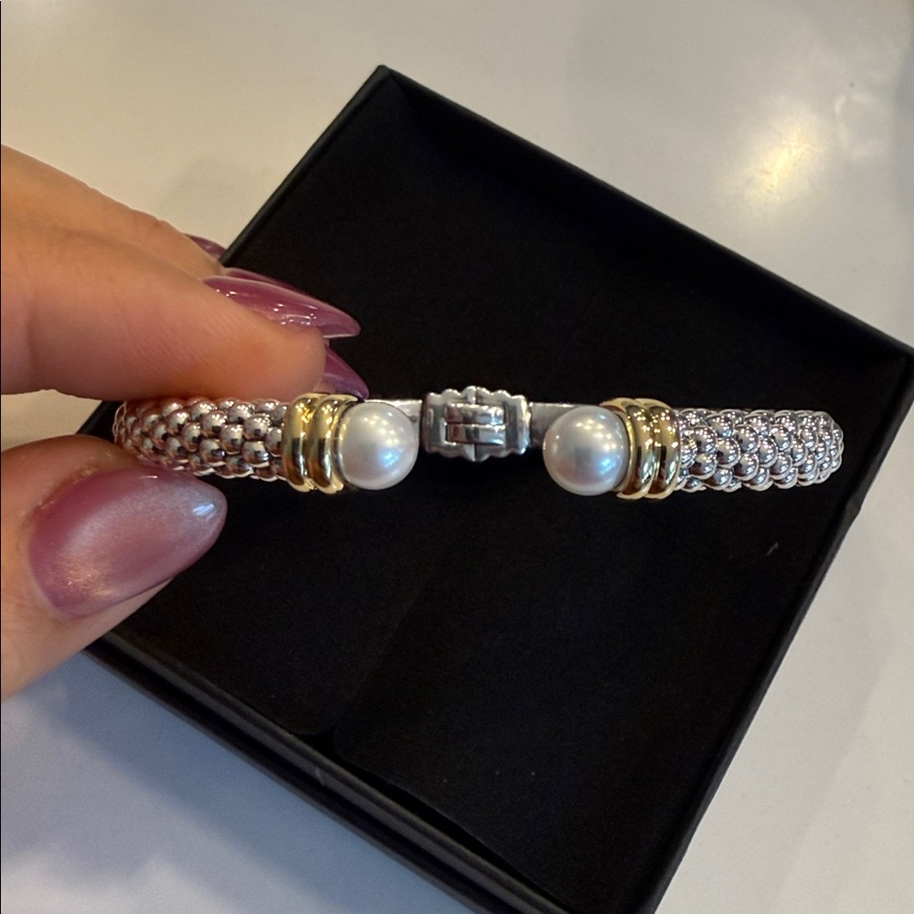 LAGOS Luna Pearl cuff bracelet 925/750 - Picture 5 of 7